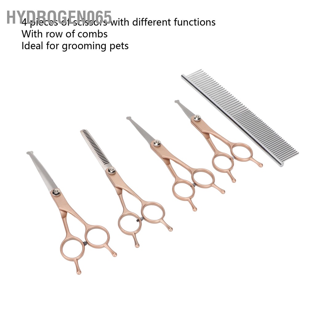 Hydrogen065 Bộ 5 Chải Lông Cho Chó Kéo Thép Không Gỉ An Toàn Đầu Tròn Thú Cưng Chuyên Nghiệp Dụng Cụ Mèo