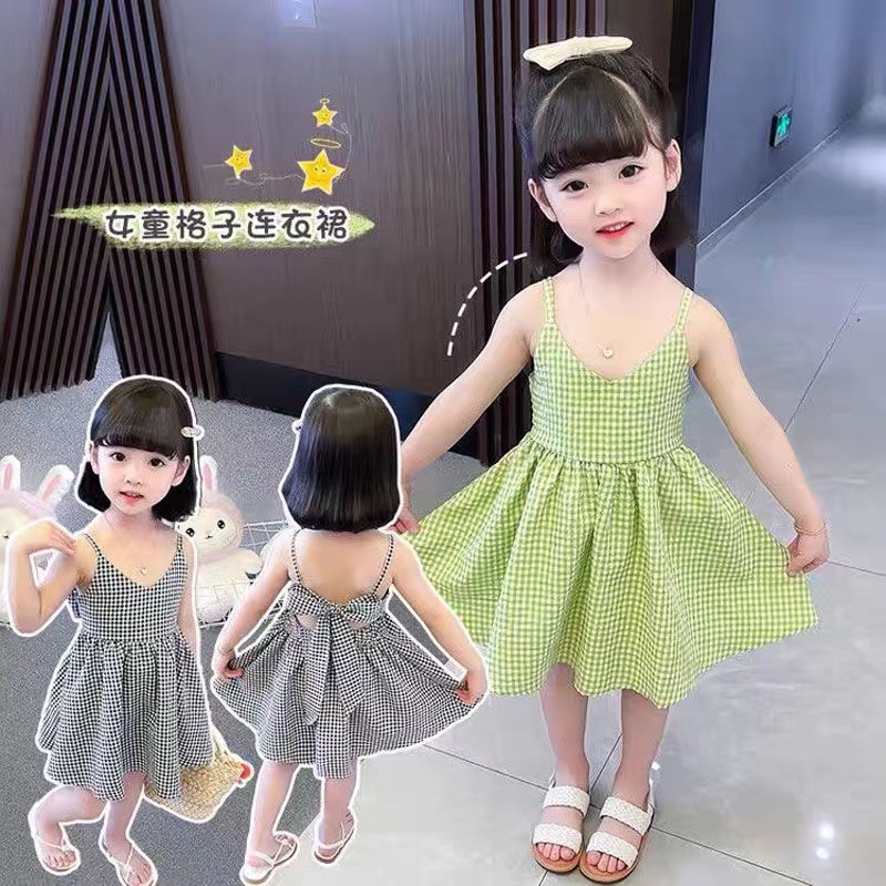 Đầm Công Chúa Hai Dây Bằng Cotton Trơn Họa Tiết Hoa Thời Trang Mùa Hè Hàn Quốc Dễ Phối Đồ Dành Cho Bé Gái