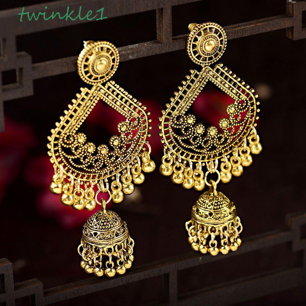 Bông Tai Giọt Nước Lấp Lánh|Vài người|Trang Sức Jhumka Truyền Thống Màu Sắc