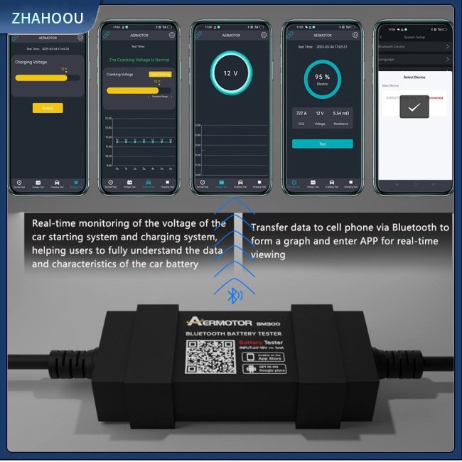 ☃Phụ Kiện Trang Trí Nhà Cửa Độc Đáo Sáng Tạo☃ Thiết Bị Kiểm Tra Pin Bm300 Kết Nối Bluetooth 12v Tương Thích Với Android