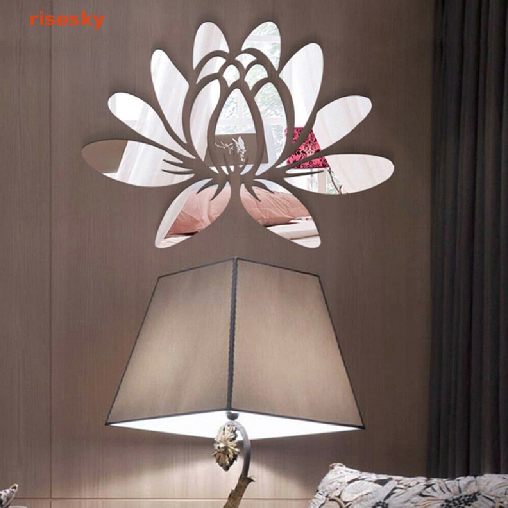 Đề Can Acrylic Hình Hoa Sen 3D Tráng Gương Có Thể Tháo Gỡ Dùng Để Trang Trí Nhà DIY