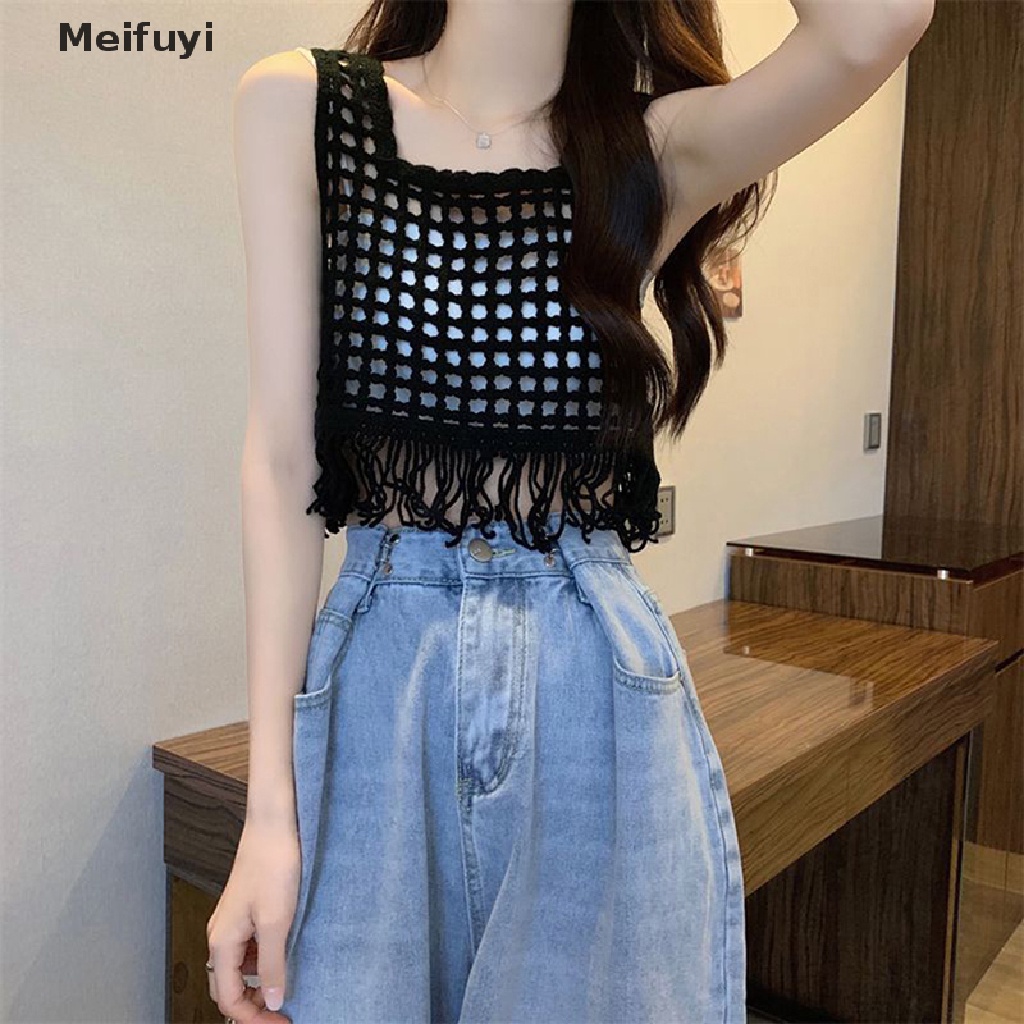 Áo Dệt Kim Sát Nách Dáng Rộng Cổ Vuông Phối Tua Rua Thời Trang Mùa Hè Quyến Rũ Cho Nữ