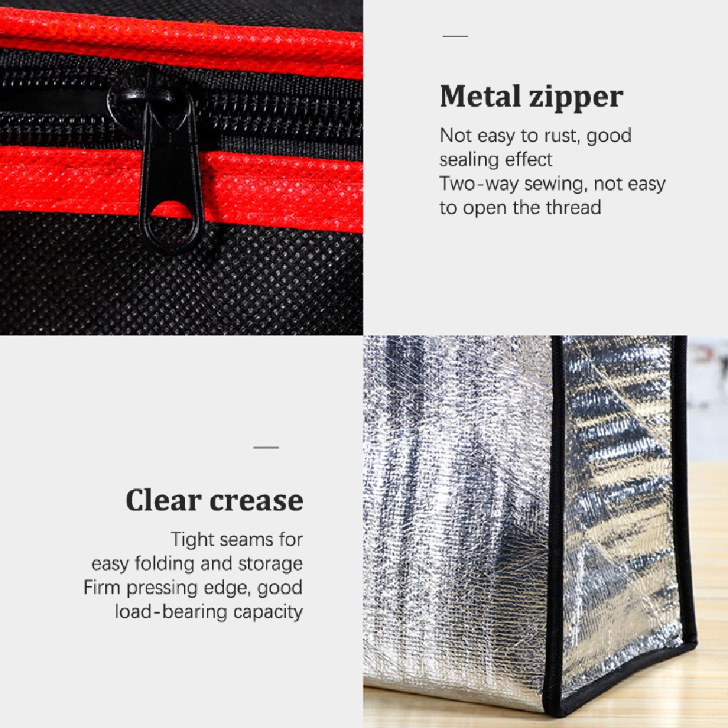 Túi Giữ Nhiệt Đựng Thức Ăn / Nước Uống Hình Vuông Cỡ Lớn Có Khóa Kéo Tiện Dụng Mang Theo Du Lịch Dã Ngoại