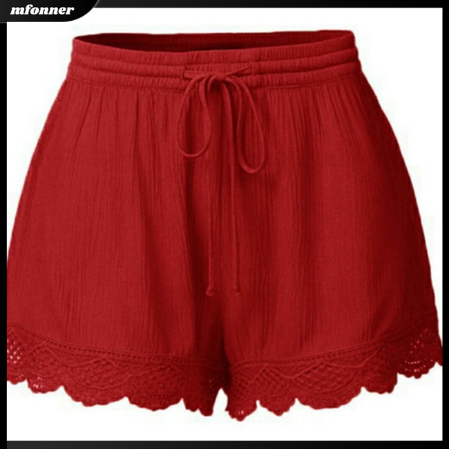 Quần Short Lưng Thun Rút Dây Dáng Rộng Mềm Mại Thoáng Khí Thân Thiện Với Da Màu Trơn Có Thể Điều Chỉnh