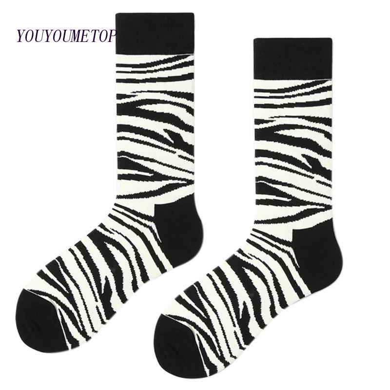 Youyo Đôi Vớ In Hình Ngựa Vằn Trắng Đen Vui Nhộn Phong Cách Harajuku Hip Hop Đường Phố Unisex