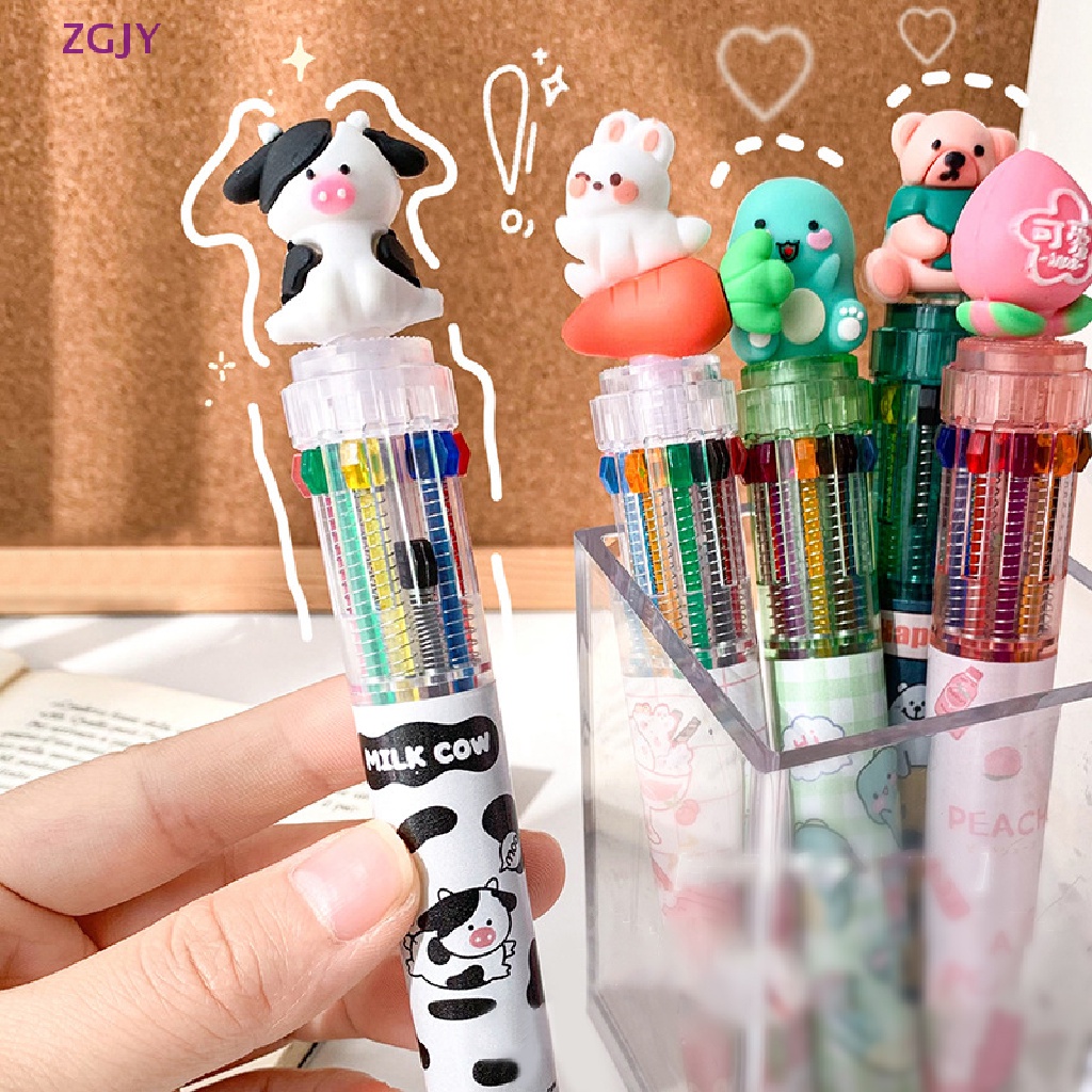 Set 10 Bút Bi Nhiều Màu Hình Động Vật Dễ Thương Mới