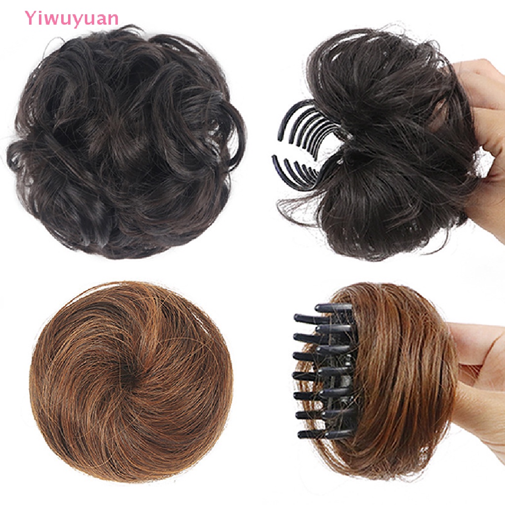 < Yiwuyuan > Kẹp Tóc Giả Thắt Bím Nửa Đầu Dạng Bóng Tròn Mới