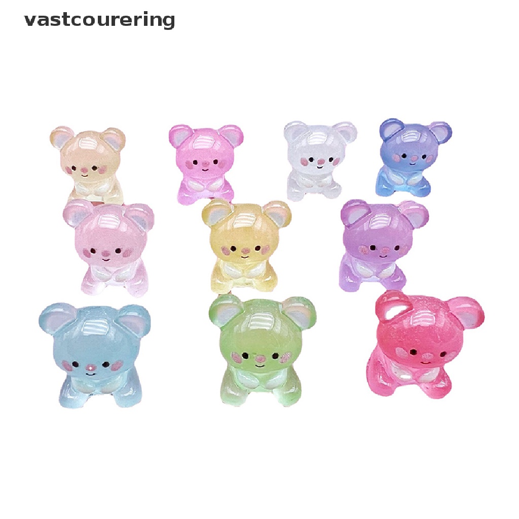 Bộ 2 Tượng Gấu Hoạt Hình Bằng Nhựa Resin Phát Quang Trang Trí Xe Hơi