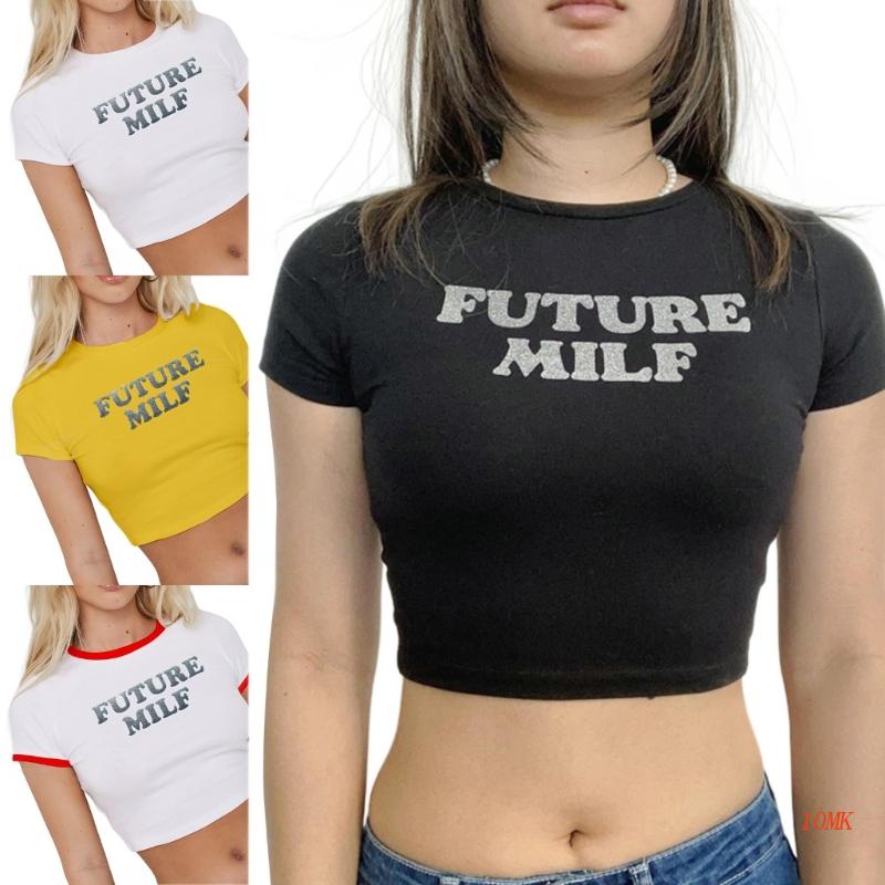 Áo Thun Mềm Mại Thoáng Khí In Chữ Đính Kim Sa Lấp Lánh Dễ Phối Đồ Thời Trang Xuân Hè Cho Nữ