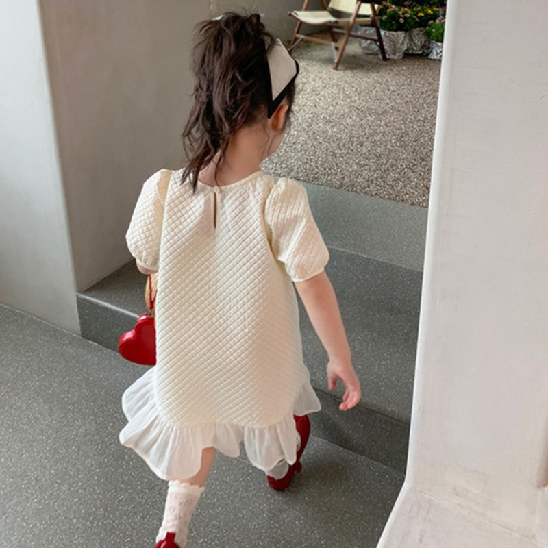 Đầm Công Chúa Tay Ngắn Cổ Tròn Màu Trơn Thời Trang Mùa Hè Cho Bé Gái Se7en