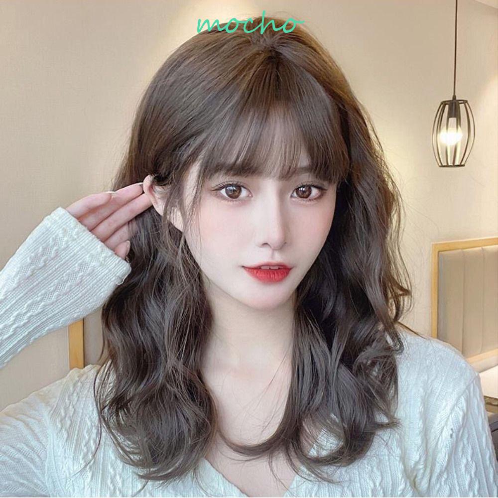 Tóc Giả Kiểu Bob Dài Trung Bình Màu Nâu Dễ Thương Chất Lượng Cao Thoáng Khí Cho Nữ