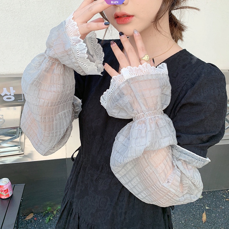 Găng Tay Lưới Mỏng Thoáng Khí Hở Ngón Tay Chống Nắng Phong Cách Lolita Cho Nữ [RAIN]