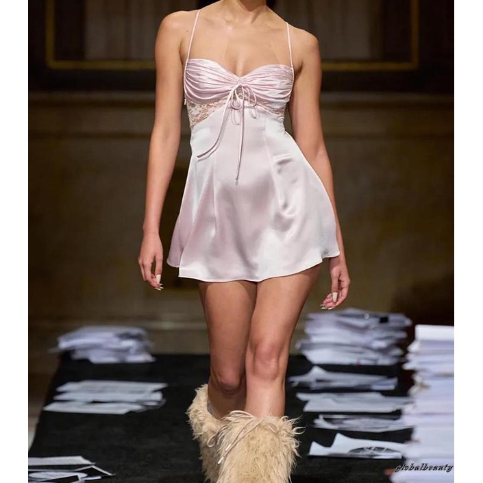 Đầm Hai Dây Mùa Hè Dáng Ngắn Trễ Vai Có Dây Rút Họa Tiết Hoa Cho Nữ