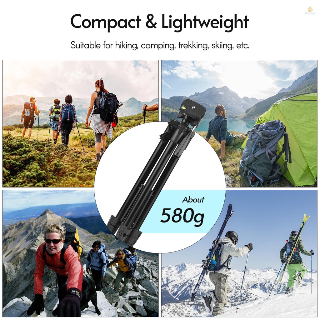 Giá Đỡ Ba Chân Di Động Bằng Hợp Kim Nhôm 135cm / 53in Max Dụng Cụ Kẹp Điện Thoại Chịu Tải Cao 3kg Kèm Điều Khiển Từ Xa Hỗ Trợ Live Streaming Sản Phẩm Chụp Ảnh