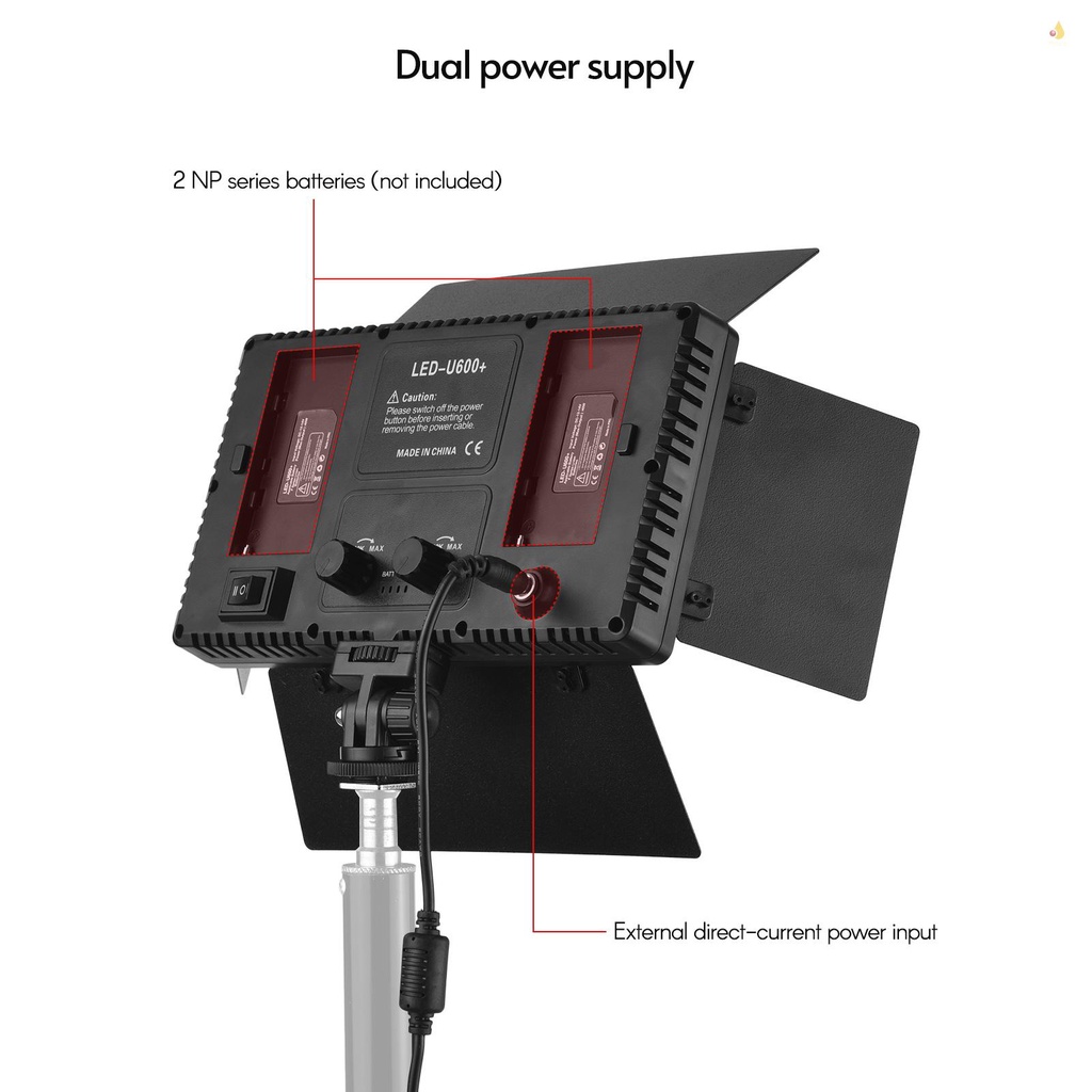 Set 1 Bảng Đèn LED Andoer LED-600 Ánh Sáng Trắng Điều Chỉnh Được Nhiệt Độ 3200-5600K