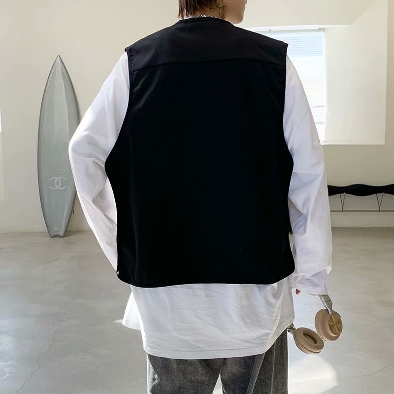 Áo Khoác Sát Nách Kiểu Đường Phố Hàn Quốc Cá Tính Cho Nam