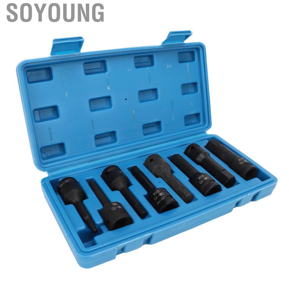 Soyoung Hex Bit Socket Kit Heat Treated High Torsion H5 To H19  Impact for Vehicle Lawn Equipment