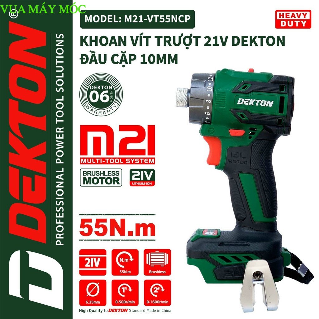 Thân Máy Vặn Vít Trượt Dùng Pin Dekton M21-VT55NCP - Không chổi than - Lực Siết 55Nm - Chân Pin Phổ Thông vua máy móc