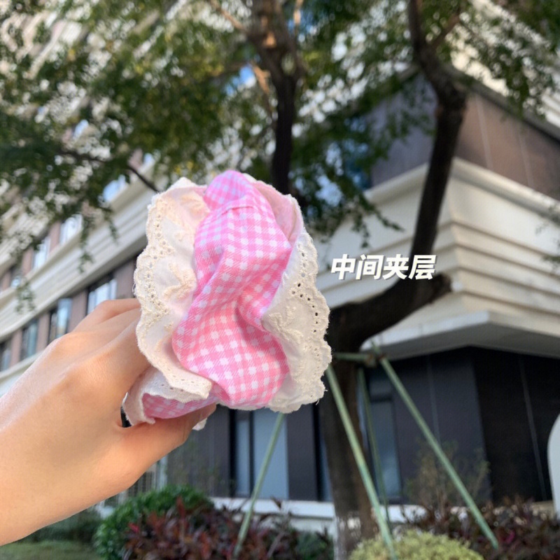 Dây Buộc Tóc Hai Lớp Phối Ren Hoa Xinh Xắn Cho Nữ