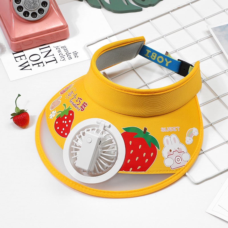 Mũ Chống Nắng Mùa Hè Phiên Bản Hàn Quốc Chống Tia Cực Tím Họa Tiết Hoạt Hình Có Cổng Sạc USB