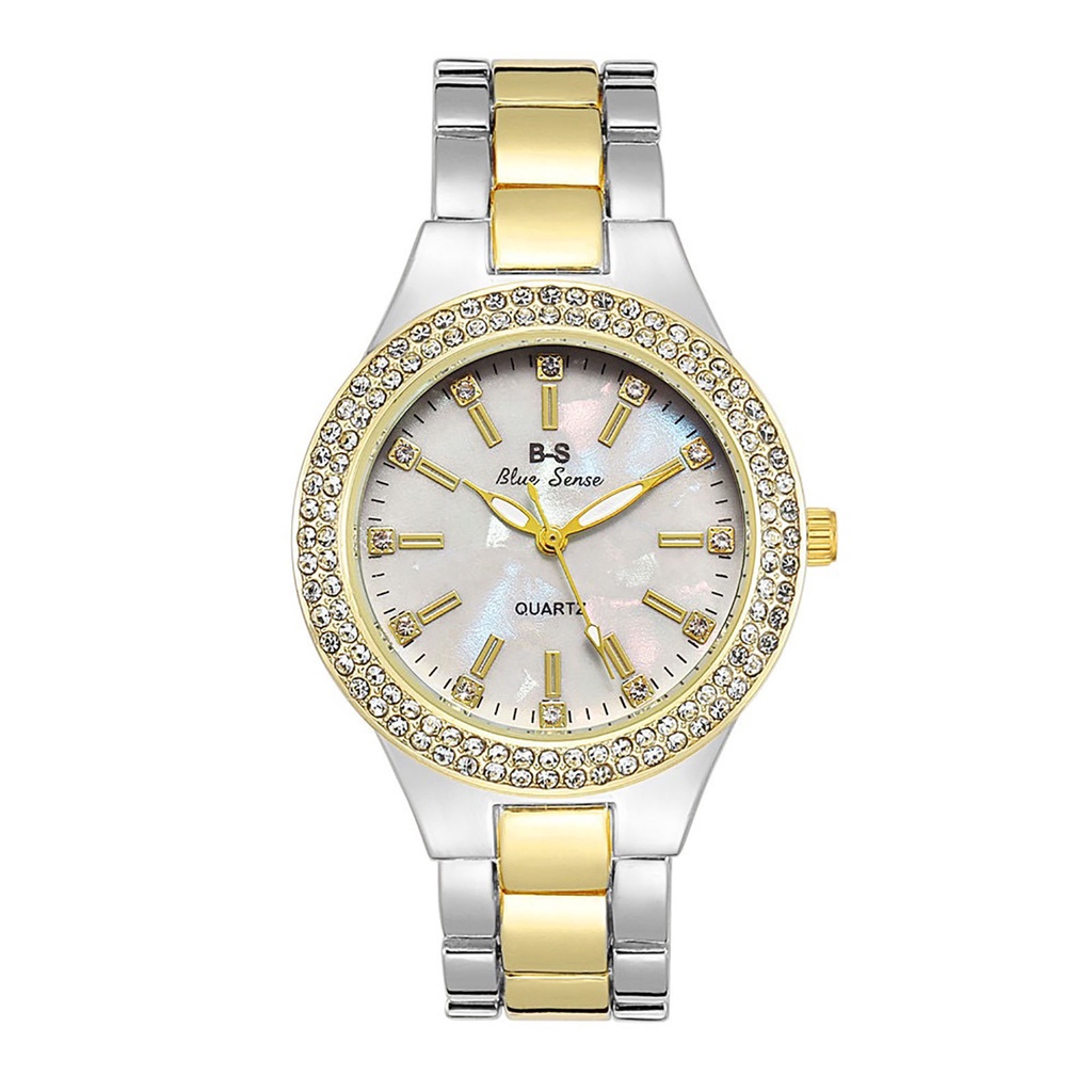 Đồng Hồ Đeo Tay Mặt Tròn Đính Đá Lấp Lánh Thời Trang Cho Nữ