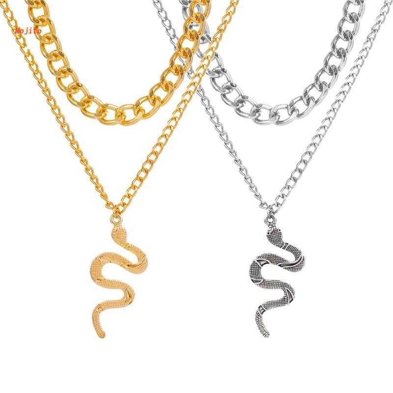 Mojito Vòng cổ Hình Rắn Phối Xích Vàng / Bạc Dày Hai Lớp Thời Trang Cho Nữ