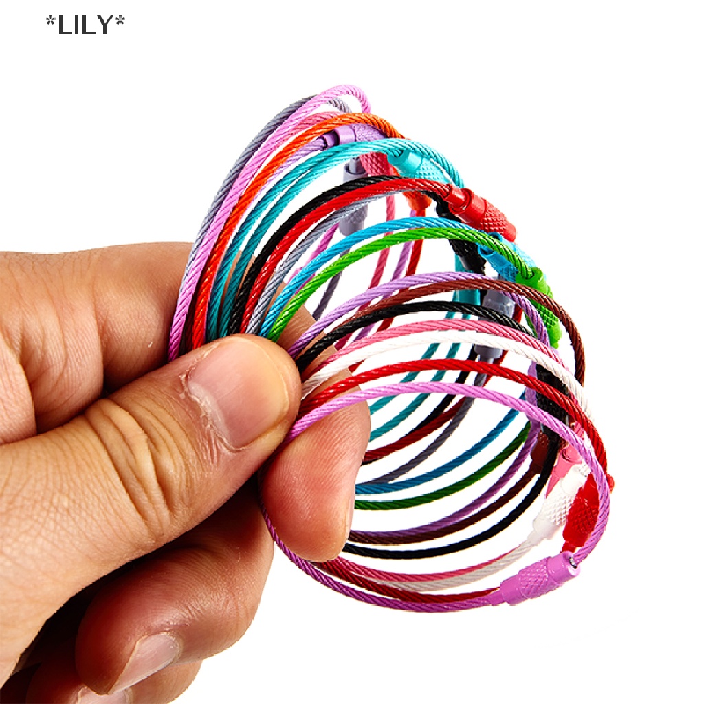 LILY 10/20 cái vòng Móc khóa dây thép không gỉ khóa vít Thẻ Hành Lý cắm trại ngoài trời uuu