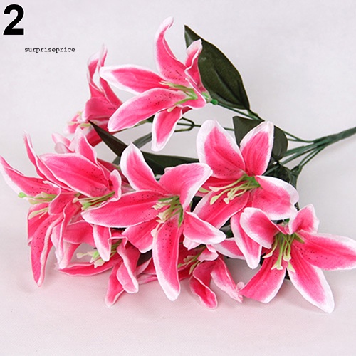 1 Bó Hoa Lily Nhân Tạo 10 Bông Trang Trí Tiệc Cưới