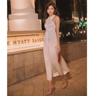 Đầm maxi cột nơ xẻ tà siêu xinh