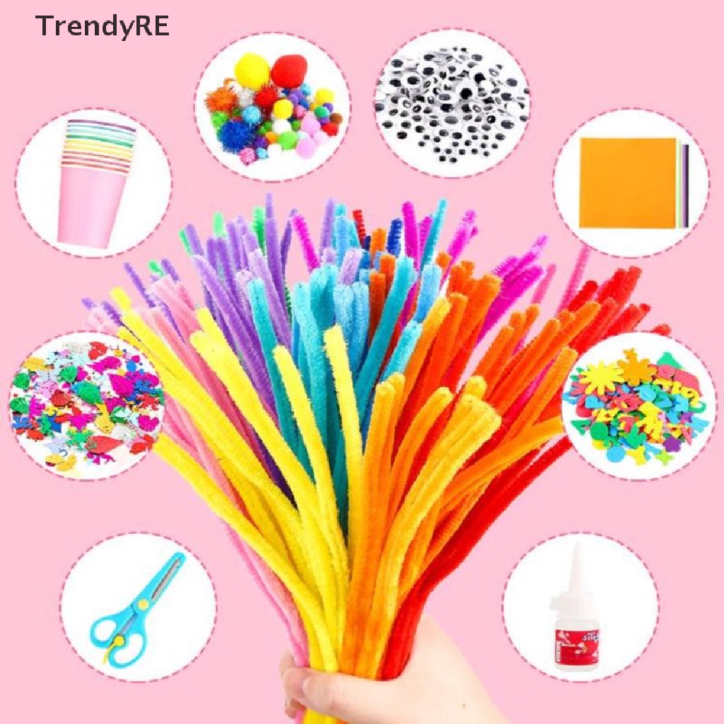 Set 100 Que Gỗ Chenille Làm Sạch Ống Nước Nhiều Màu Sắc Đồ Chơi Giáo Dục Cho Bé