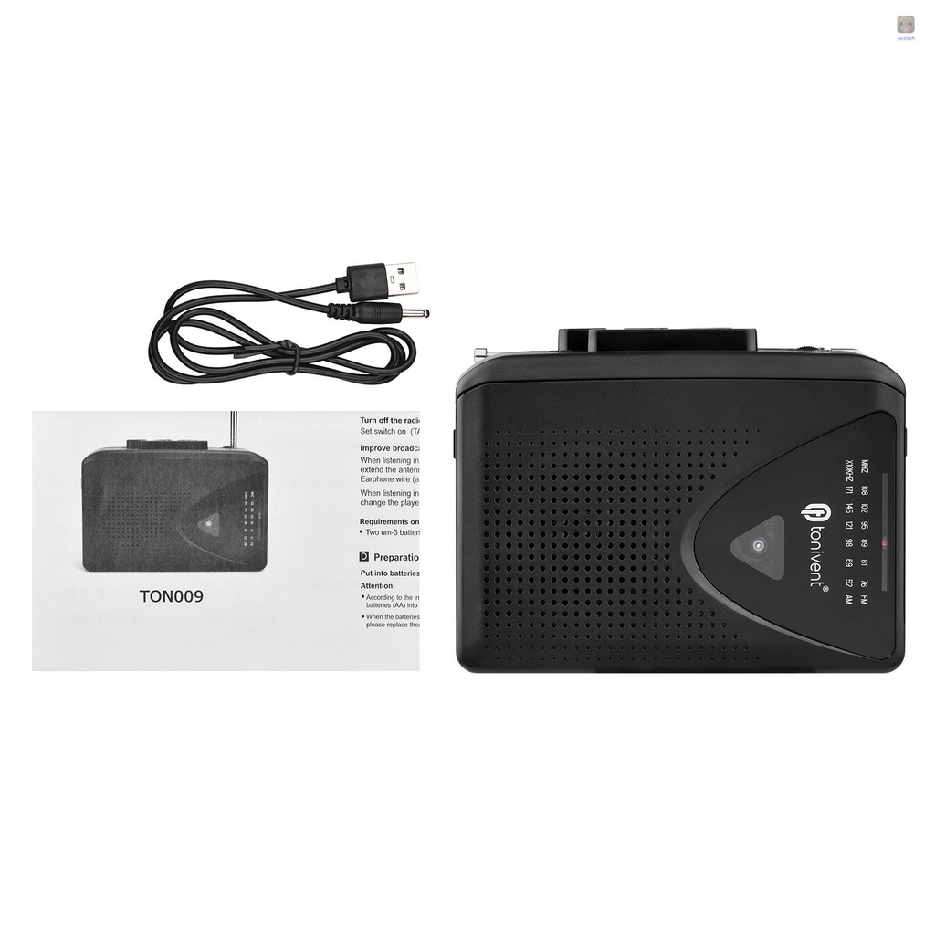 Máy Nghe Đài Băng Cát Sét AM / FM Mini Tự Động Chỉnh Âm Lượng Kèm Jack Cắm Tai Nghe 3.5mm TONIVENT TON009