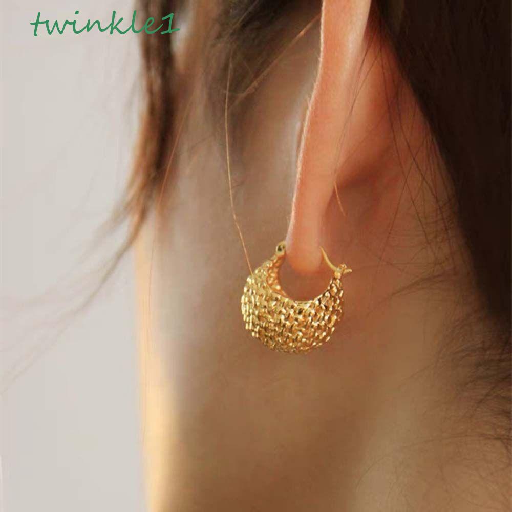 Khuyên Tai Hình Quả Bóng Rổ Đan Rỗng Lấp Lánh Phong Cách Retro Ngọt Ngào Cho Nữ