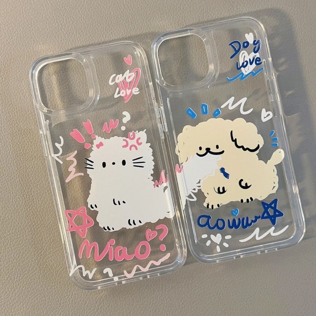 ✅Ốp Điện Thoại Trong Suốt Họa Tiết Graffiti / Cún Con Dễ Thương Cho Iphone 13iPhone14 xs12xsmax / 11 IJ1M Xr
