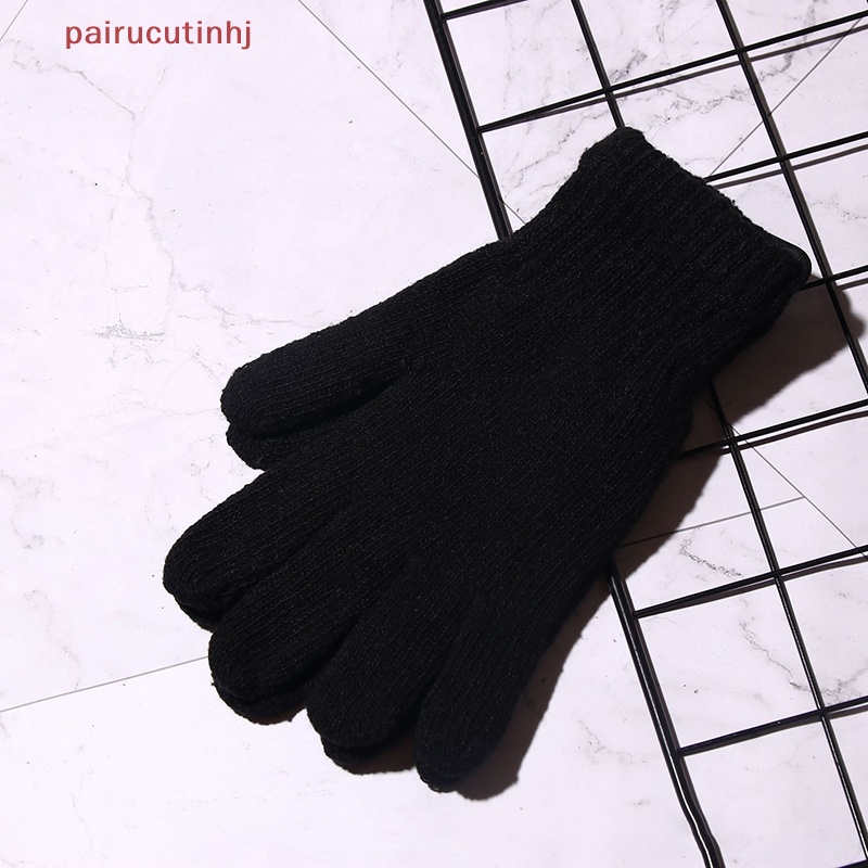 1 Đôi Găng Tay Len Cotton Màu Đen Giữ Ấm Mùa Đông Cho Nam Nữ