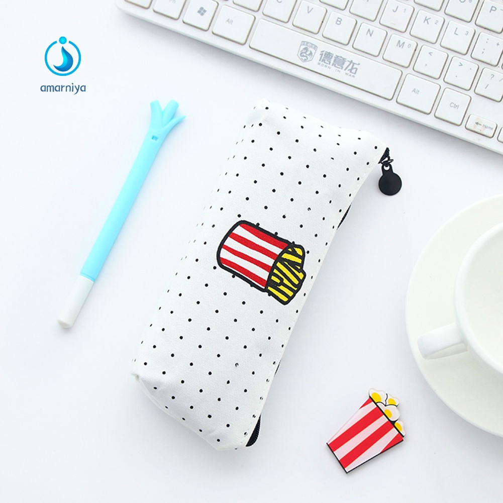 Túi Đựng Bút Bằng Vải Canvas Hình Thức Ăn Dễ Thương Sáng Tạo