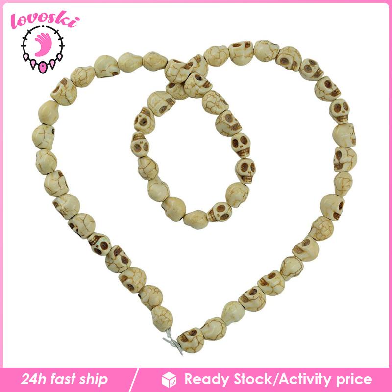 Hạt Đá Ngọc Lam Hình Đầu Lâu 1 Sợi Chạm Khắc Làm Trang Sức Thủ Công DIY