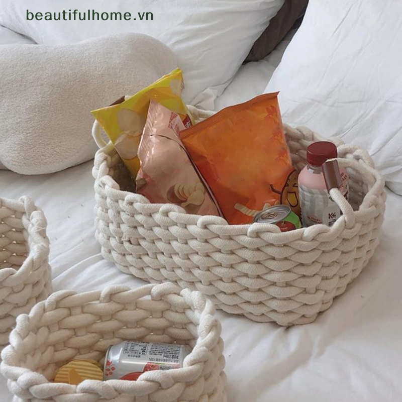 Giỏ Đựng Đồ Dùng / Đồ Dùng Bằng Dây Cotton Bện Tiện Dụng Trang Trí Nhà Cửa