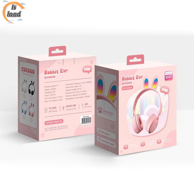 Tai Nghe Bluetooth Không Dây Y08r Thiết Kế Tai Thỏ Dễ Thương Điều Khiển Cảm Ứng