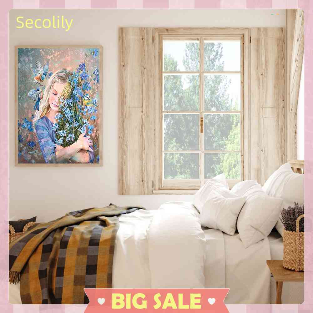 Tranh Sơn Dầu DIY Hình Cô Gái Và Hoa Dùng Để Trang Trí Nhà