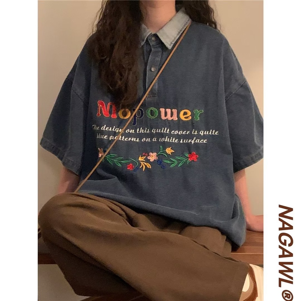 Áo polo Tay Ngắn Màu Trơn Thêu Họa Tiết Thời Trang Mùa Hè 2023 Cho Nam