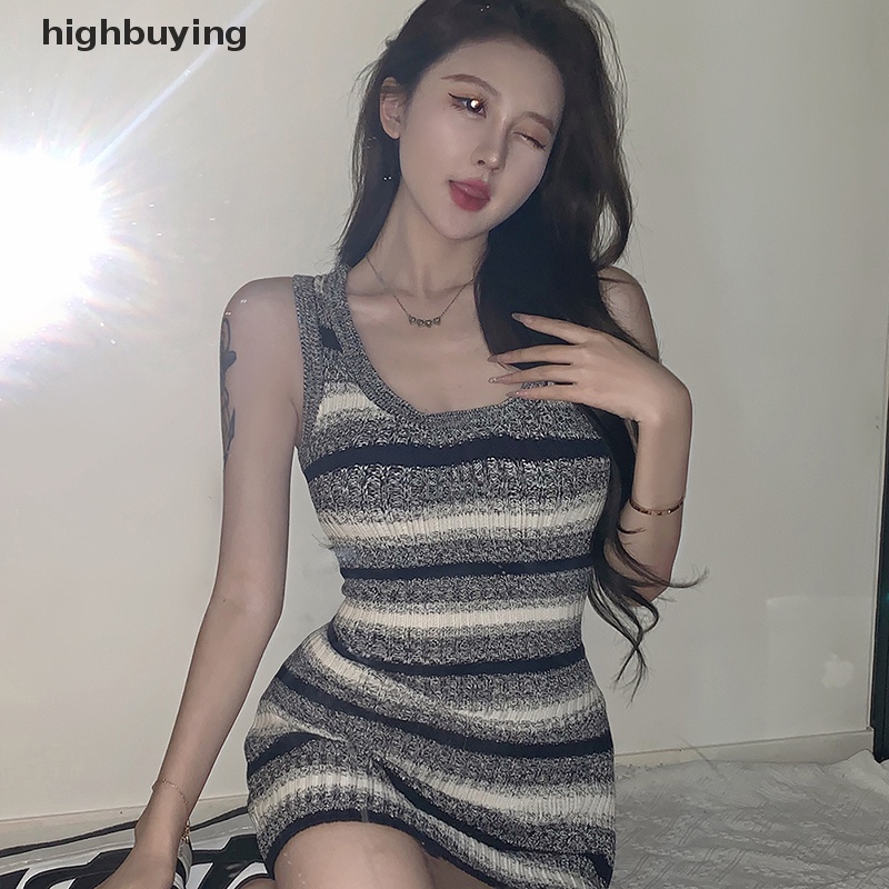 Hbvn Belle Đầm Dệt Kim Mini Ôm Dáng Mùa Hè Quyến Rũ Dễ Phối Đồ Cho Nữ