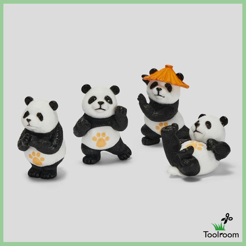 Set 4 Bức Tượng Gấu Trúc Nhỏ Điêu Khắc Trang Trí Nhà Cửa Sân Vườn