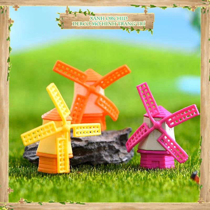 Mô Hình Tiểu Cảnh "Cối Xoay Gió Mini" Trang Trí Sen Đá, Sân Vườn/ Chậu Cây, DYI, Terrarium