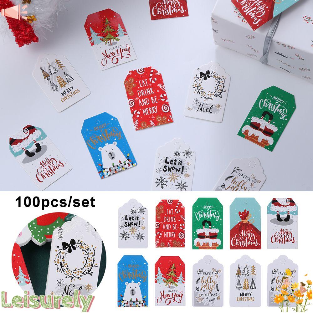 Bộ 100 Thẻ Giấy Kraft Trang Trí Giáng Sinh DIY