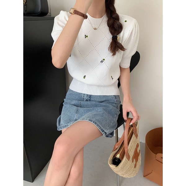 SUXI Áo Thun Dệt Kim Tay Ngắn Dáng Rộng Thời Trang Mùa Hè Dành Cho Nữ