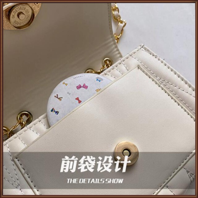 Túi Đeo Chéo Da Pu Khóa Nam Châm Đính Ngọc Trai Giả Phối Dây Xích Thời Trang Dự Tiệc Sang Trọng Cho Nữ