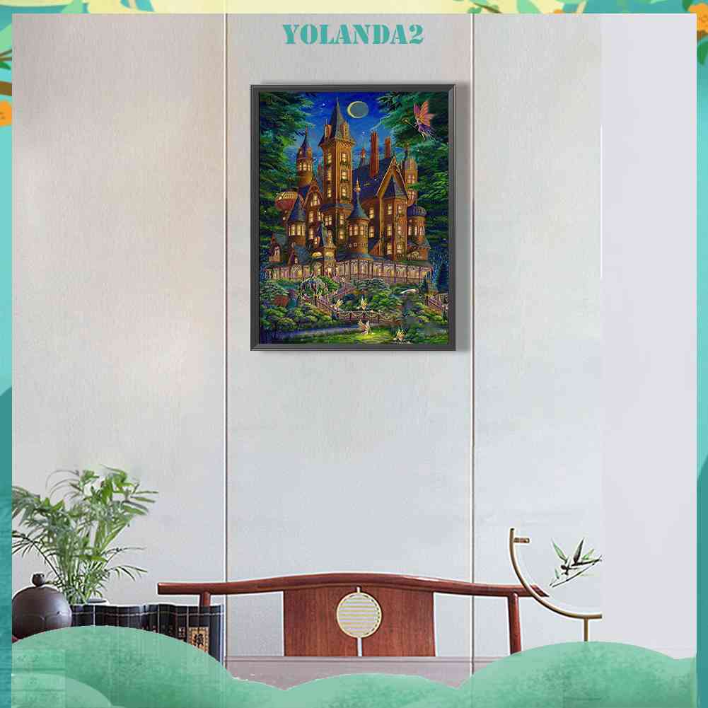 Tranh Đính Đá Kim Cương Toàn Bộ 5D DIY Hình Lâu Đài