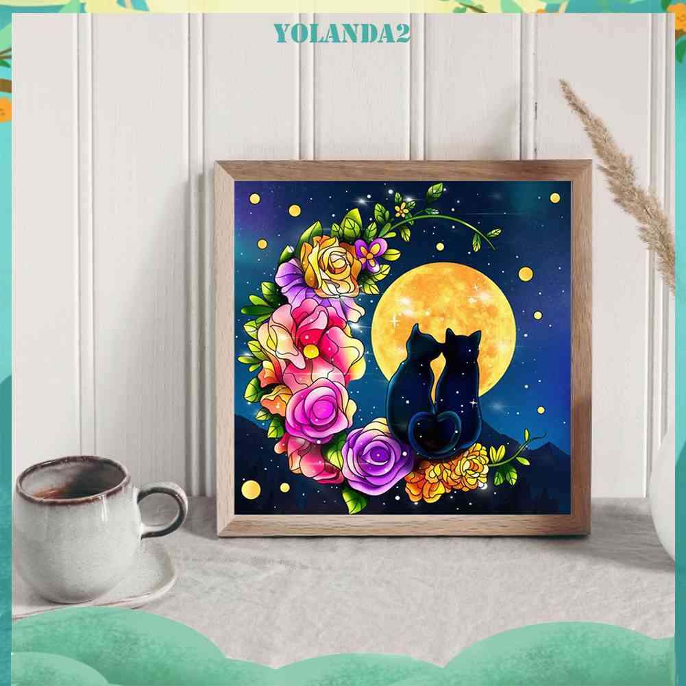 Tranh Đính Đá Kim Cương Toàn Bộ 5D DIY Hình Vẽ Mèo Trang Trí Nhà Cửa