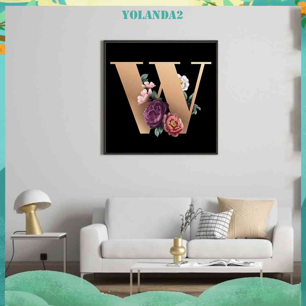 Tranh Đính Đá 5D Toàn Diện Họa Tiết Hoa Và Chữ Cái Trang Trí Nhà Cửa