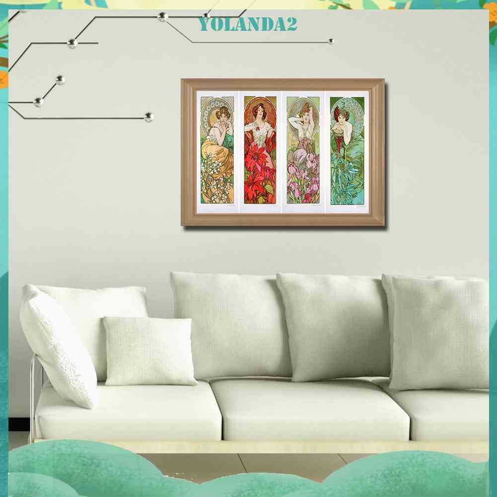 Tranh Đính Đá Kim Cương Toàn Bộ Bốn Mùa Hình Vẽ Người Phụ Nữ Trang Trí